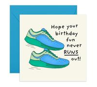 Carte d'anniversaire Chaussures de course - « Birthday Fun Run » - Cadeaux pour lui, gars, frères, amis, collègues, frères - Keep The Fun Running - Livré avec des autocollants amusants