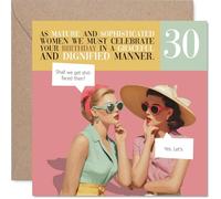Carte d'anniversaire coquine 30 ans - Proper Adultes Giggles - Vintage Ladies Plotting a Wild 30th - Mélange parfait de classe et de malice - Carré de 145 mm, enveloppe incluse