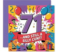 Carte d'anniversaire coquine 71e anniversaire - Bold Laughs at 71 - Design multicolore vif avec motif ludique - Garantie de choc et d'amusement - Carré de 145 mm, enveloppe incluse