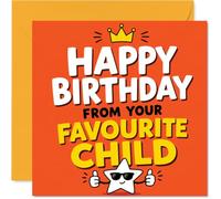Carte d'anniversaire coquine de l'enfant préféré | Bold Star Giving Double Thumbs Up, couronne ludique et couleurs vives pour rire, carré de 145 mm, enveloppe incluse