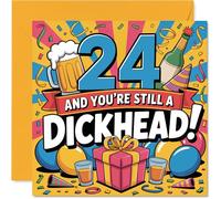 Carte d'anniversaire coquine pour 24e anniversaire - Still a Legend at 24 - Graphiques de fête audacieux avec humour ludique - Sure to Get a Laugh from Mates - Carré de 145 mm, enveloppe incluse