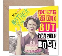 Carte d'anniversaire coquine pour belle-mère - Rétro anniversaire amusant - Design humoristique avec slogan impertinent et dame toting - Sure to Get a Giggle - Carré de 145 mm, enveloppe incluse