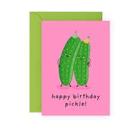 Carte d'anniversaire cornichon - Jolie carte de vœux pour amis, partenaires, époux, amateurs de cornichons, famille, lui, elle, femme, homme - Livré avec des autocollants amusants