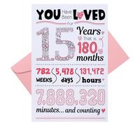 Carte d'anniversaire de 15e anniversaire, idée de cadeau amusante pour amies ou filles, décorations de 15e anniversaire pour petite-fille, cartes d'anniversaire pour filles de 15 ans, avec (15 ans)