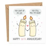 Carte d'anniversaire de 16e anniversaire avec enveloppe, carte d'anniversaire romantique en cire pour partenaire, joli motif de couple de bougies avec message chaleureux et chaleureux