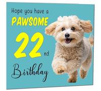 Carte d'anniversaire de 22 ans pour homme et femme, motif chien pour fille, fille, amie, petite-fille, sœur, vingt-deux, vingt-deuxième nièce, cousine
