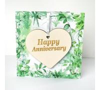 Carte d'anniversaire de 25e anniversaire de mariage - Carte d'anniversaire en argent de qualité supérieure avec cœur en bois souvenir pour mari, épouse, couple, cadeau attentionné pour célébrer une