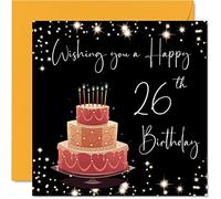 Stuff4 Carte d'anniversaire de 26 ans pour homme et femme - Élégante - Cartes d'anniversaire pour femme de 26 ans, fils, fille, frère, sœur, oncle, tante, 145 mm x 145 mm