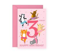 Carte d'anniversaire de 3 ans pour enfants - Chat mignon ballerines - Tournant trois cadeaux pour fille, nièce, cousine, petite-fille, enfants, tout-petits, petites filles, elle de la famille - Livré
