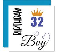 Carte d'anniversaire de 32e anniversaire pour homme - Cartes d'anniversaire pour garçon de 32 ans homme fils frère oncle cousin ami neveu 145mm 32 ans cartes de vœux d'anniversaire