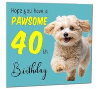 Carte d'anniversaire de 40 ans pour homme et femme, motif chien, pour femme, amie, sœur, maman, tante, fille, quarantième, cousine, nièce