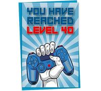 Carte d'anniversaire de 40 ans, « You Have Reached Level 40 », carte de vœux pour joueur de quarante ans, cadeau d'anniversaire pour fils ou filles adultes, pour lui, elle, maman, papa, bleu
