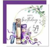Carte d'anniversaire de 54 ans pour femme, livre aquarelle floral, belle carte d'anniversaire pour femme de 54 ans, amie, sœur, maman, tante, grand-mère, cinquante quatrième nièce, nounou