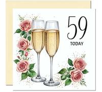 Carte d'anniversaire de 59 ans pour femme - Carte d'anniversaire élégante et élégante pour femme, maman, tante, amie, sœur, grand-mère, cinquante neuvième nièce, nounou