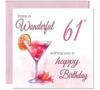 Carte d'anniversaire de 61 ans pour femme - Cartes d'anniversaire élégantes pour femme de 61 ans, soixante et première maman, sœur, grand-mère, tante, nièce, nounou pour sa mère, épouse, petite amie