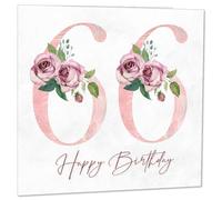 Carte d'anniversaire de 66 ans pour femme - Carte d'anniversaire florale pour femme de 66 ans, soixante sixième, grand-mère, tante, sœur, amie