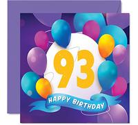 Carte d'anniversaire de 93 ans pour homme et femme - Fête en ballon - Cartes d'anniversaire pour homme de 93 ans pour grand-père grand-mère maman papa