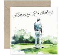 Carte d'anniversaire de golf pour homme - Scène d'art de golf aquarelle - Carte d'anniversaire pour lui - Cartes d'anniversaire sportives pour fils, frère, grand-père, mari, petit-fils
