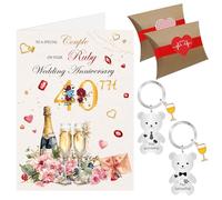 Carte d'Anniversaire de Mariage 40e, Cartes d'Anniversaire de Mariage Ru arte d'Anniversaire 40 Ans, Porte-Clés d'Anniversaire de Mariage pour Couple (40e)