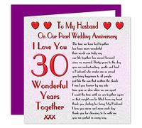 Carte d'anniversaire de mariage avec inscription « On Our Pearl Anniversary » - 30 ans - Message sentimental « I Love You »