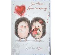 Carte d'anniversaire de mariage avec motif hérisson