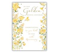Carte d'anniversaire de mariage dorée de Ling Design - Roses dorées, 50 ans - pour vous deux