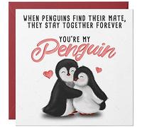 Carte d'anniversaire de pingouin / Carte de Saint-Valentin romantique pour mari, épouse, petit ami, petite amie, fiancée, lui ou elle, cartes de Saint-Valentin pour un être cher / carte d'anniversaire