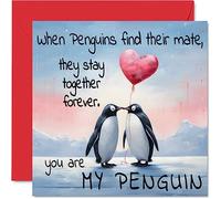 Carte d'anniversaire de pingouin - You Are My Penguin - Carte de Saint-Valentin romantique pour petite amie, petit ami, épouse, mari, partenaire, ami, lui, elle, 145 mm x 145 mm