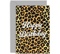 Carte d'anniversaire de qualité supérieure à imprimé léopard pour elle - Carte d'anniversaire élégante pour amie, sœur, meilleure amie, maman, tante, cousine - Carte d'anniversaire pour 18e, 21e, 30e