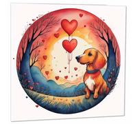 Carte d'anniversaire de teckel - Carte de Saint-Valentin Motif chien saucisse mignon 145 mm x 145 mm