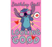 Carte d'anniversaire Disney Stitch pour filles - Motif de point de luxe avec feuille d'aluminium pour jeunes filles et garçons - Carte d'anniversaire pour nièce, petite-fille, fille, sœur, mignonne