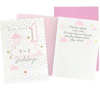 Carte d'anniversaire DK-1086 pour le 1er anniversaire - Charmant nuage avec des chiffres, parfait pour de beaux moments et des cadeaux uniques