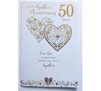 Carte d'anniversaire dorée - 50 ans spéciale pour couples anniversaire de mariage, 19,5 x 15,25 cm, A131