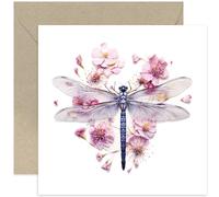 Carte d'anniversaire élégante en forme de libellule - Carte de luxe peinte sur la faune botanique - Cadeau d'anniversaire libellule pour fille, sœur, maman, grand-mère - Carte d'anniversaire pour elle