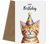 Carte d'anniversaire en forme de chat mignon pour elle ou lui - Happy Birthday mignon amateur de chat tigré roux - Motif chaton pour maman ou papa pour dire « Happy Bday Special Owner »