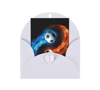 Carte d'anniversaire en papier vierge avec impression de ballon de football - Carte d'anniversaire pour les fêtes de fin d'année - Inscription « Thinking of You »