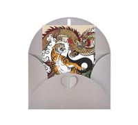 Carte d'anniversaire en papier vierge avec impression dragon et tigre
