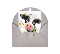 Carte d'anniversaire en papier vierge avec impression vache mignonne pour les fêtes de fin d'année, carte d'anniversaire