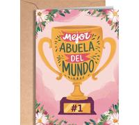 Carte d'anniversaire espagnole pour grand-mère - Cartes de vœux d'anniversaire pour grand-mère de la part de petite-fille, petit-fils - Noël, fête des mères, fête des grands-parents pour Abuela