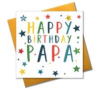 Carte d'anniversaire, étoiles, joyeux anniversaire, papa, ornée de pompons colorés