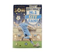 Carte d'anniversaire « Express Yourself » pour fils de fan de la ville numéro 1 - Enveloppe incluse - Carte d'anniversaire pour fan de football pour fils