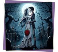 Carte d'anniversaire gothique - Carte de mariage gothique - Congratulations Engagement Alternative Skull Bride & Groom