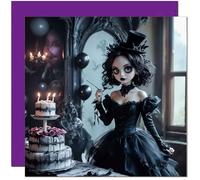 Carte d'anniversaire gothique pour filles, femmes, fille Tim Burton, 145 x 145 mm