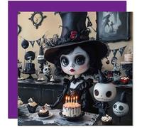 Carte d'anniversaire gothique Tim Burton pour filles, femmes, enfants, 145 x 145 mm