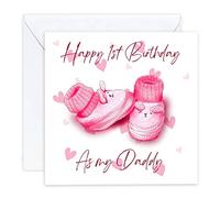 Carte d'anniversaire « Happy 1st First Birthday as my daddy » pour bébé fille