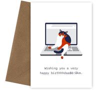 Carte d'anniversaire Happy Birthday from the Cat pour elle ou pour lui - Carte d'anniversaire de Cat to Dad Mum - Humour drôle pour adulte pour un propriétaire de chat - Cartes d'anniversaire humorist