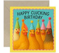 Carte d'anniversaire Happy Clucking, motif poule amusante - Carrée, intérieur vierge avec enveloppe de qualité supérieure