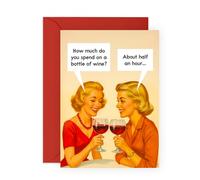 Carte d'anniversaire humoristique avec inscription « Wine Jokes » pour une amie, sœur, maman, collègue, tante, grand-mère, voisine, collègue, meilleure amie, petite amie, livrée avec des autocollants