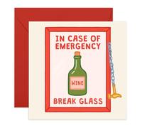 Carte d'anniversaire humoristique « In Case of Emergency Break Glass » - Carte humoristique pour les amateurs de vin pour lui, elle, frère, sœur, maman, papa, grand-mère, collègue, meilleure amie