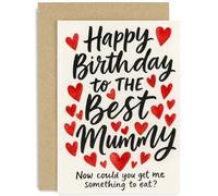 Carte d'anniversaire humoristique pour maman, cadeau « Happy Birthday to the Best Mummy », motif cœur fantaisie, pour ami, collègue, famille, intérieur vierge avec enveloppe